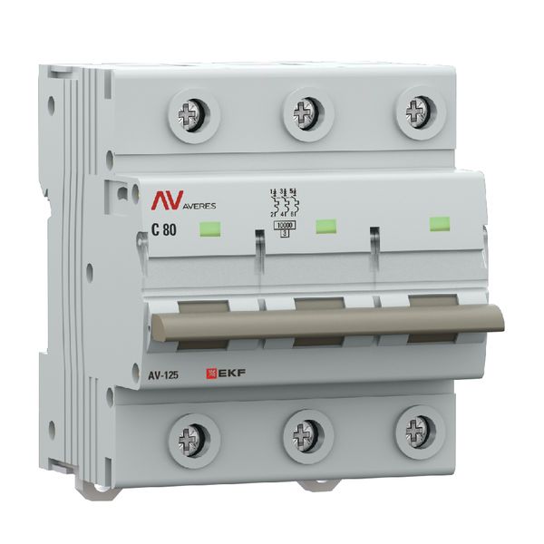 Выключатель автоматический AV-125 3P 80A (C) 10kA EKF AVERES