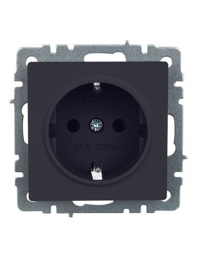 BRITE Розетка 1-местная с заземлением без защитных шторок 16А РС11-1-0-БрГ графит IEK