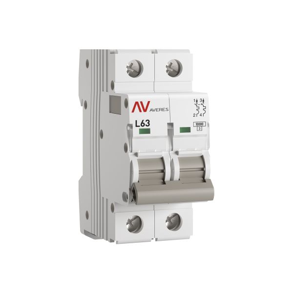 Выключатель автоматический AV-10 2P 63A (L) 10kA EKF AVERES