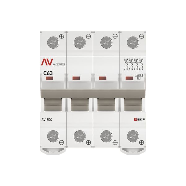 Выключатель автоматический AV-6 DC 4P 63A (C) 6kA EKF AVERES