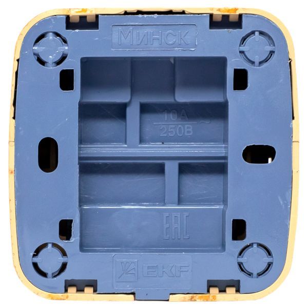 Выключатель 1-клавишный ОП Минск 10А с индикатором светлое дерево EKF