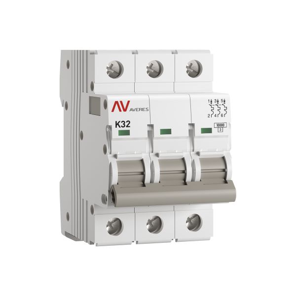 Выключатель автоматический AV-10 3P 32A (K) 10kA EKF AVERES