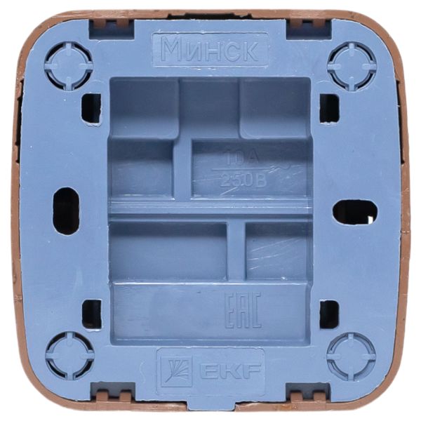 Выключатель 1-клавишный ОП Минск 10А тёмное дерево EKF