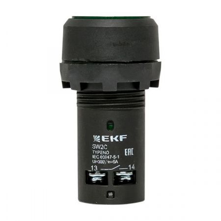 Кнопка SW2C-10D с подсветкой зеленая NO EKF PROxima