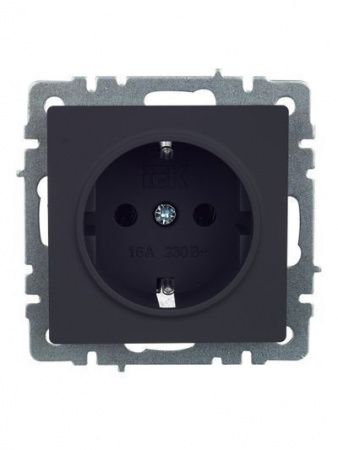 BRITE Розетка 1-местная с заземлением без защитных шторок 16А РС11-1-0-БрГ графит IEK