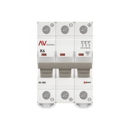 Выключатель автоматический AV-6 DC 3P 6A (K) 6kA EKF AVERES