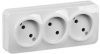 GLORY Розетка 3-местная для открытой установки без заземления без защитных шторок 10А РС23-2-ХБ белый IEK