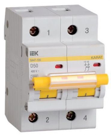 KARAT Автоматический выключатель ВА47-100 2P D 50А 10кА IEK