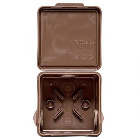 Коробка распределительная КМР-030-031 с крышкой (80x80x50) 7 мембранных вводов тёмное дерево IP54 EKF PROxima