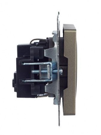 BRITE Розетка 1-местная с заземлением с защитными шторками 16А РС14-1-0-БрШ шампань IEK