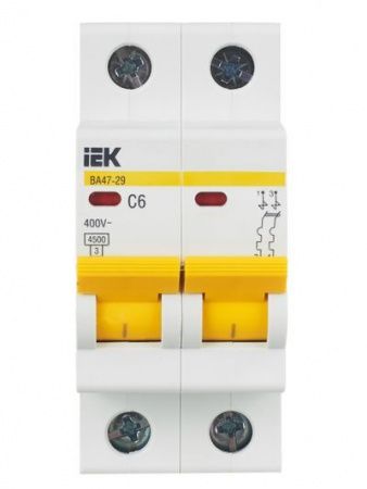 KARAT Автоматический выключатель ВА47-29 2P C 6А 4,5кА IEK