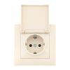 Валенсия розетка 1-местная с/з 16А кремовая с крышкой и защ. штор. EKF