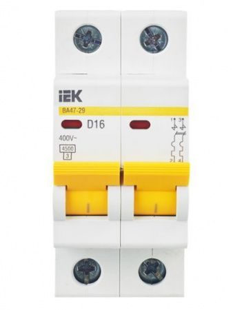 KARAT Автоматический выключатель ВА47-29 2P D 16А 4,5кА IEK