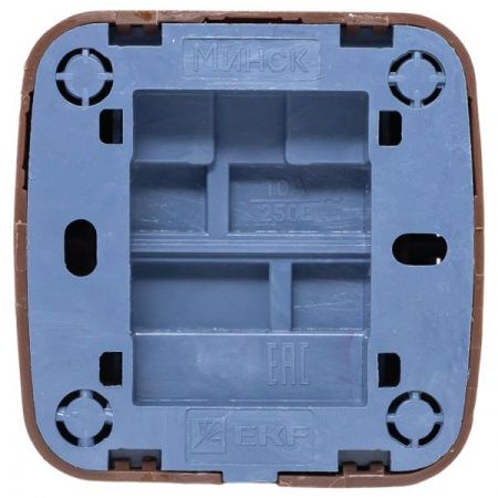 Выключатель 2-клавишный ОП Минск 10А тёмное дерево EKF