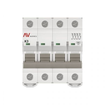 Выключатель автоматический AV-6 4P 3A (K) 6kA EKF AVERES