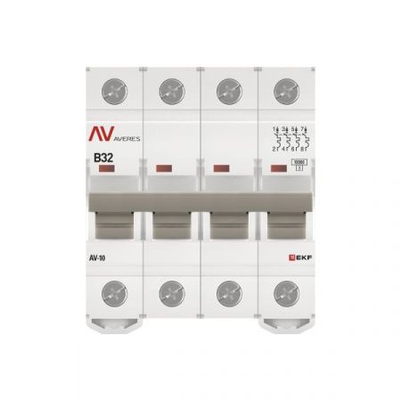 Выключатель автоматический AV-10 4P 32A (B) 10kA EKF AVERES