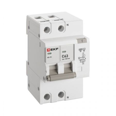 Автоматический выключатель дифференциального тока АД-2 2Р (S) 63А характеристика C 100мА тип АС электронный селективный 6кА PROXIMA EKF