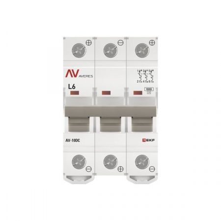 Выключатель автоматический AV-10 DC 3P 6A (L) 10kA EKF AVERES