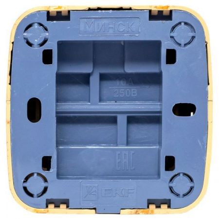 Выключатель 1-клавишный ОП Минск 10А с индикатором светлое дерево EKF