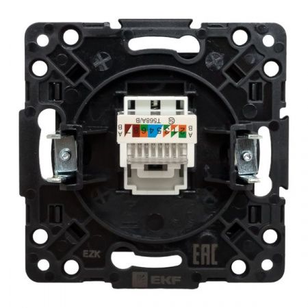 Стокгольм Механизм Розетки RJ-45 1-местной черный EKF PROxima