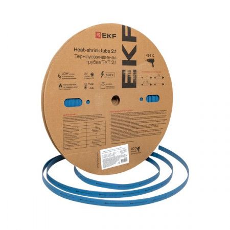 Термоусаживаемая трубка ТУТ нг 10/5 синяя рулон EKF PROxima