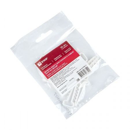 Дюбель-хомут (6x14 мм) для плоского кабеля белый (10 шт.) EKF PROxima