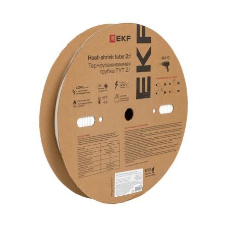 Термоусаживаемая трубка ТУТ нг 30/15 белая рулон EKF PROxima