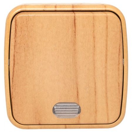 Выключатель 1-клавишный ОП Минск 10А с индикатором светлое дерево EKF