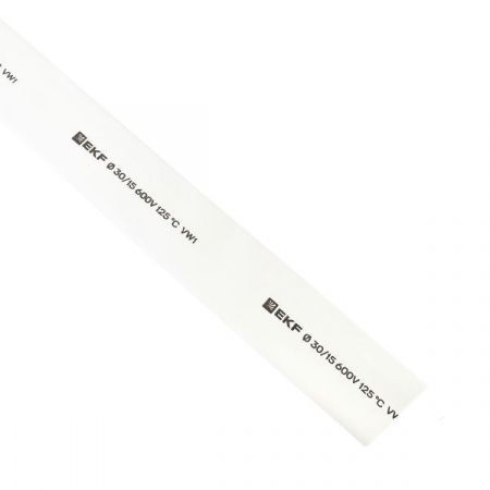 Термоусаживаемая трубка ТУТ нг 30/15 белая рулон EKF PROxima