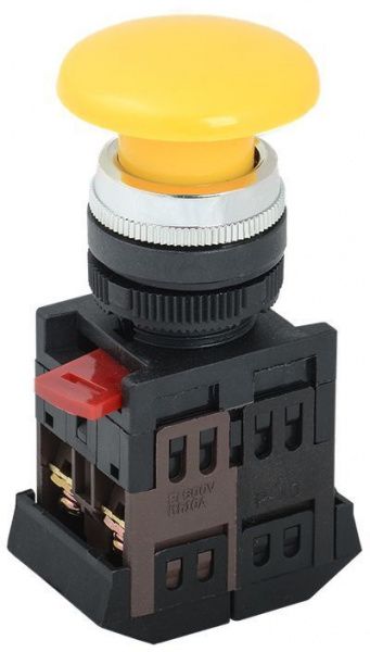 Кнопка AEА-22 "Грибок" желтая d22мм NO+NC GENERICA