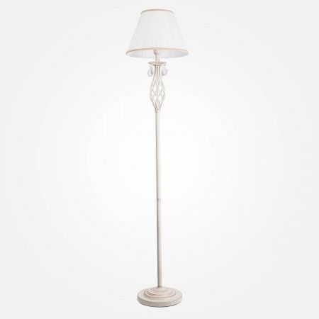 Торшер Eurosvet 10073/1 белый с золотом/прозрачный хрусталь Strotskis