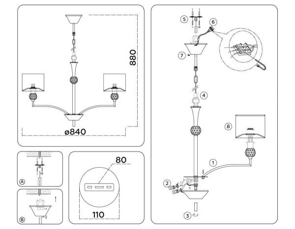 Подвесная люстра Ambrella Light High Light Classic LH71133
