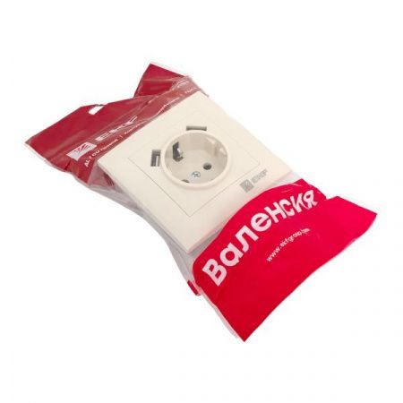 Валенсия розетка 1-местная с/з 16А кремовая с защ. штор. с 2 USB 2,1А EKF PROxima