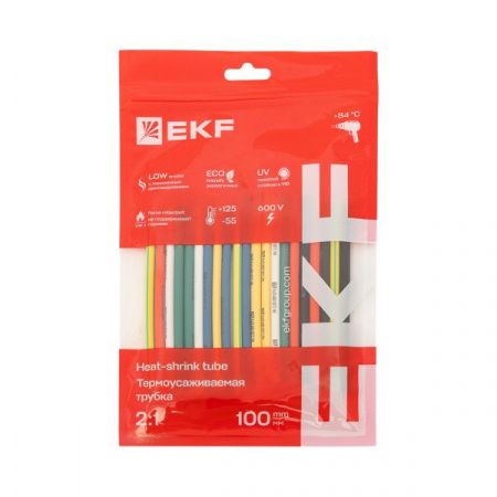 Термоусаживаемая трубка ТУТ нг 4/2 набор:7 цветов по 3шт. 100мм. EKF PROxima