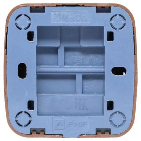 Выключатель 1-клавишный ОП Минск 10А тёмное дерево EKF