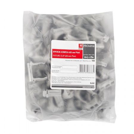 Крепеж-клипса d25 мм (100 шт) серая EKF-Plast