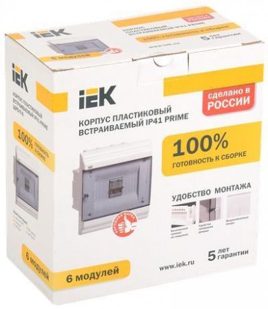 PRIME Корпус пластиковый ЩРВ-П-6 модулей встраиваемый белый IP41 IEK