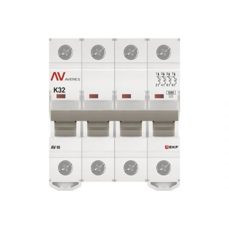 Выключатель автоматический AV-10 4P 32A (K) 10kA EKF AVERES