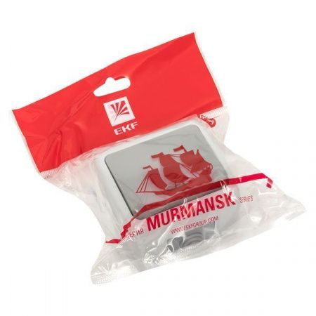 Мурманск Выключатель 1-клавишный с индикатором 10А IP54 серый EKF